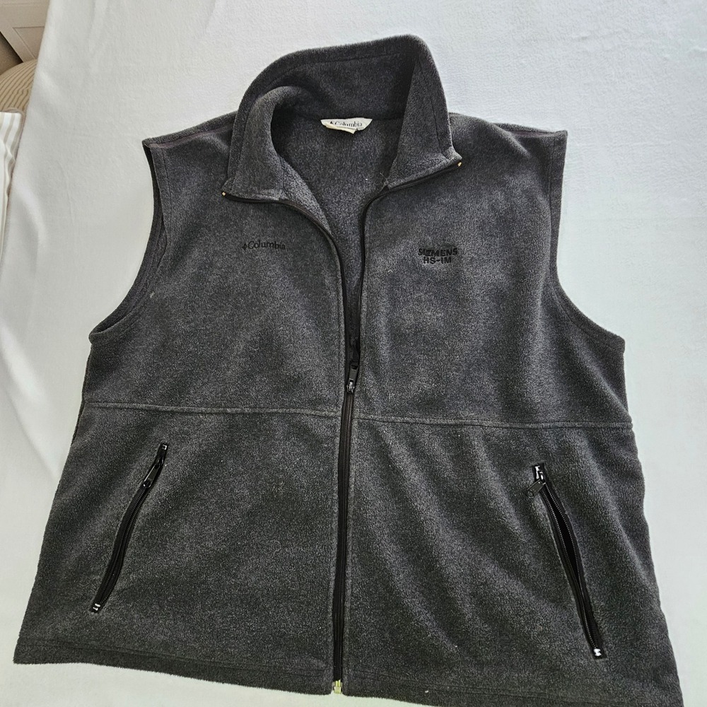 Columbia Mens XXL Gray Fleece Full Zip Vest Siemens HS-IM Embroidery Charcoal - Picture 1 of 10